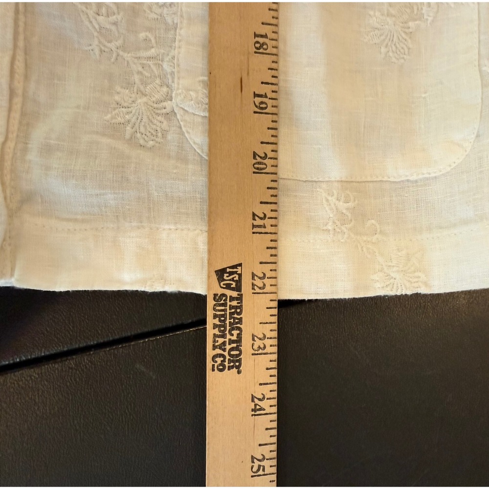 Sigrid Olsen Women M Jacket White Linen Embroidered Button Front Mandarin Collar - Picture 5 of 9